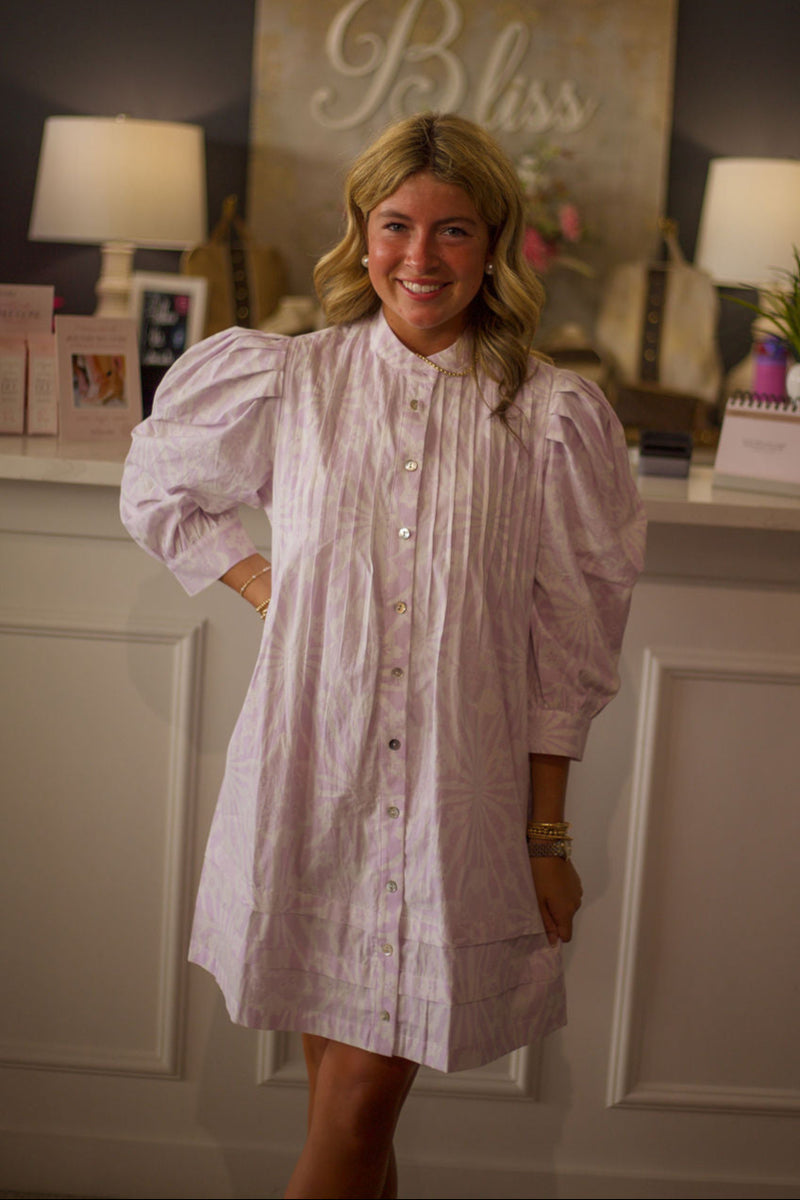 Button Down Print Shift Dress by PINCH Lavender / M Button Down Print Shift Dress by PINCH Lavender / M