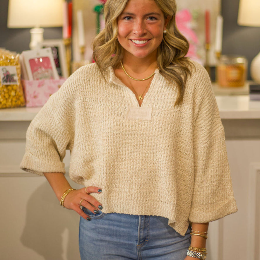 Cropped Patch Sweater