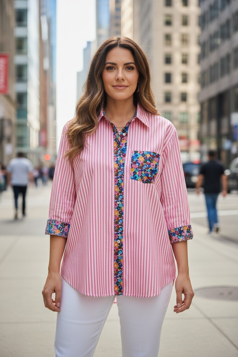 Floral_Contrast_Mixed_Print_Striped_Shirt_Urban_Daizy_UDTP1337_PKS_S_1