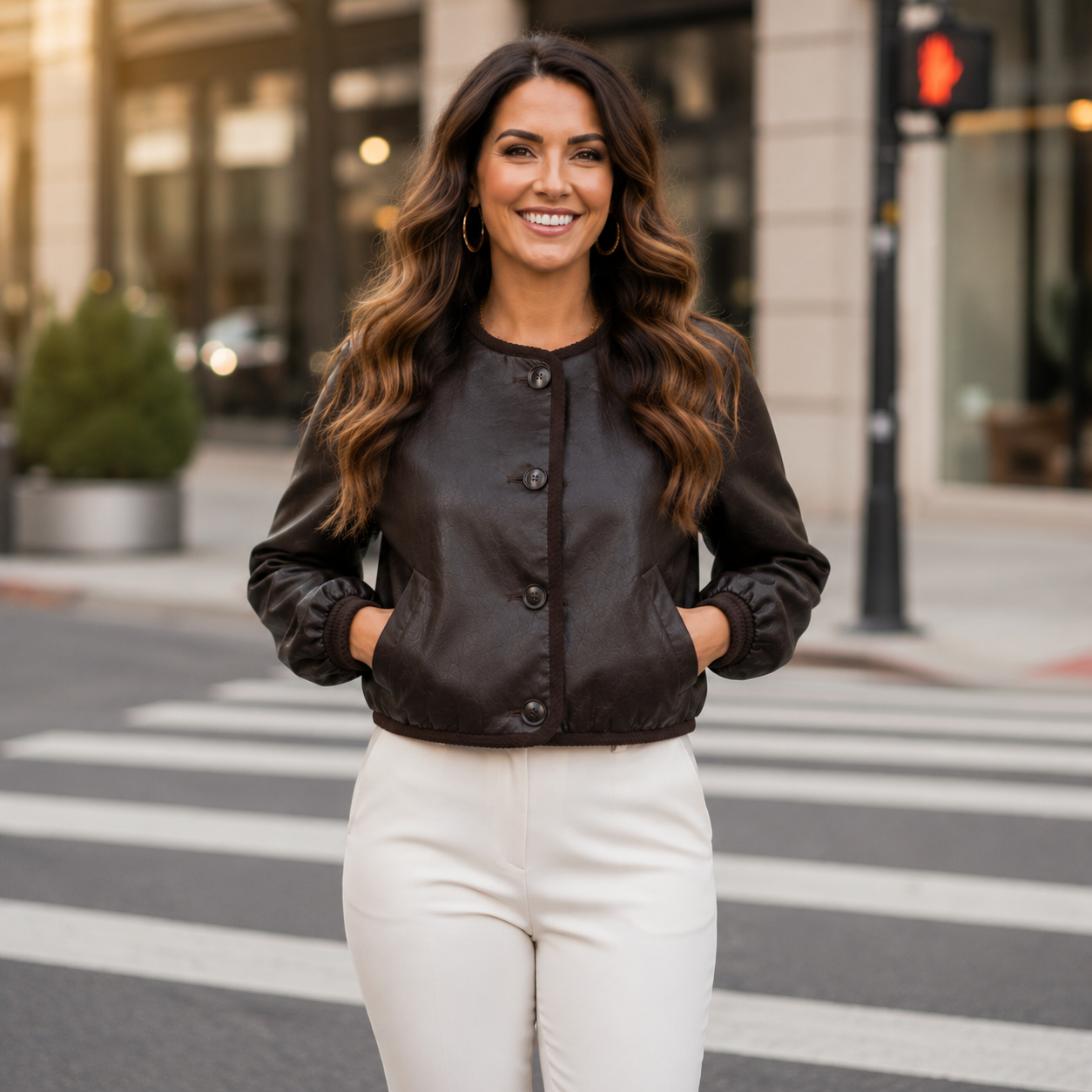 Jacket_Short_PU_Crinkle_Esqual_ F2611512_4_Cacao_1