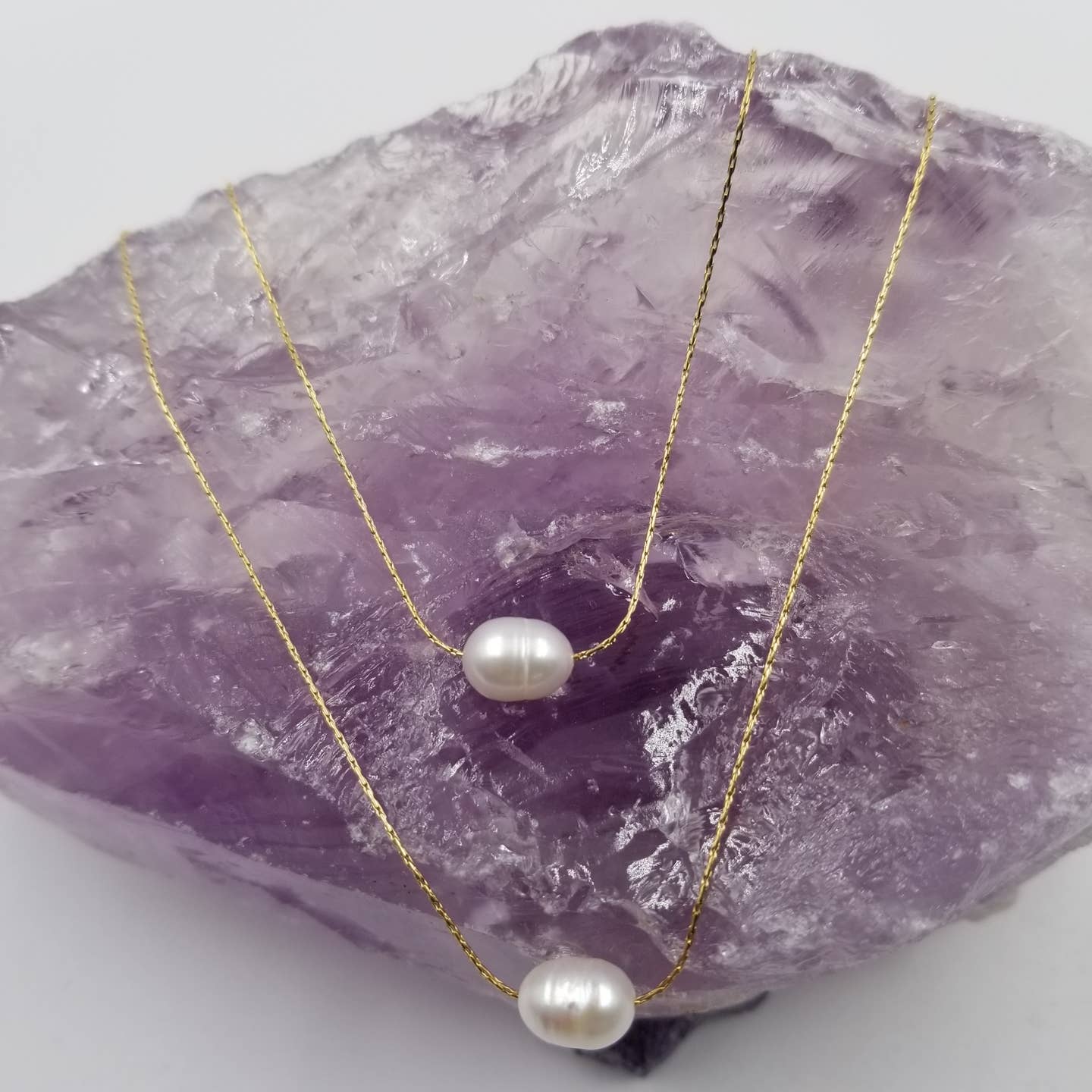 Layer Gold Chain Double Pearl Necklace_Magnolia_MMJ156