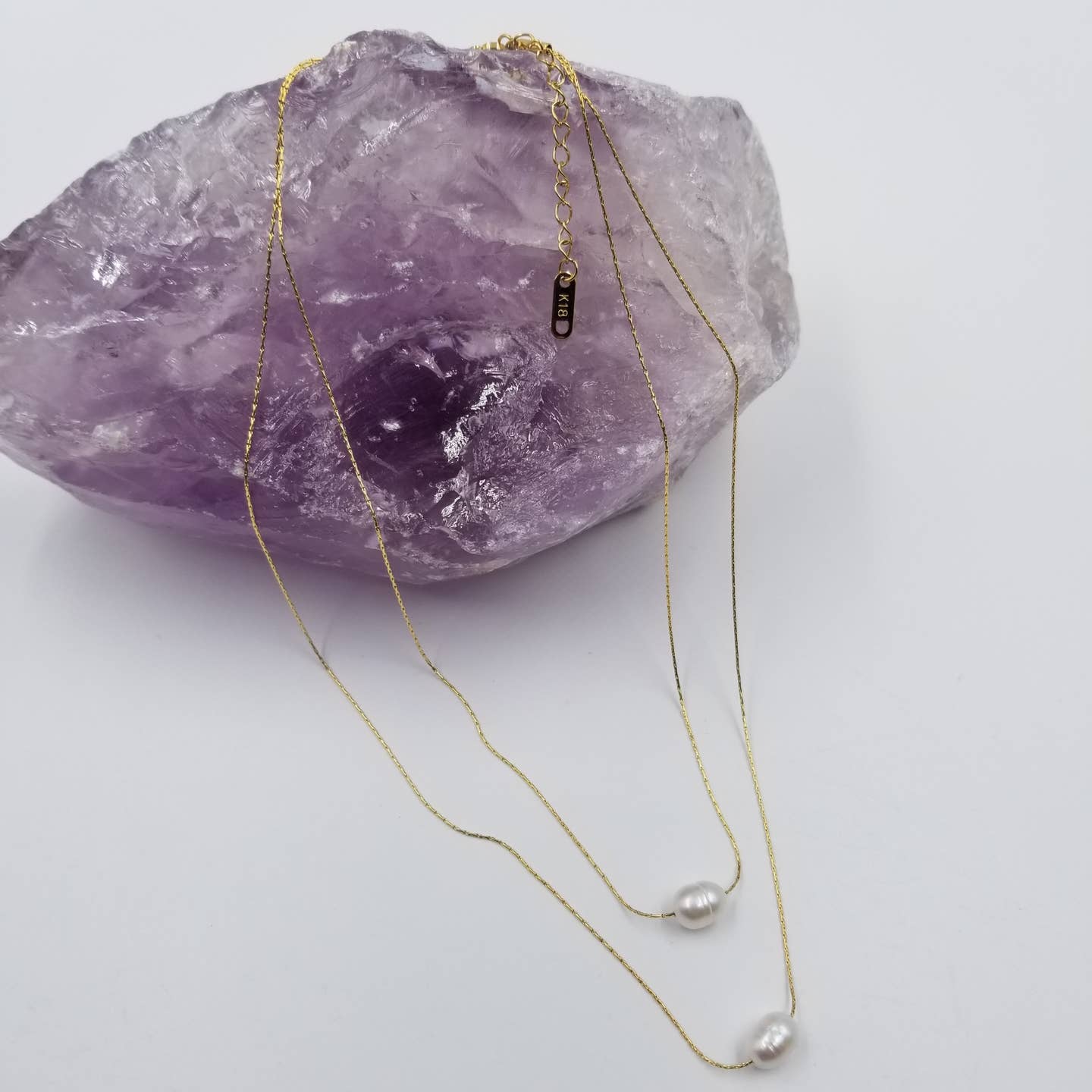 Layer Gold Chain Double Pearl Necklace_Magnolia_MMJ156