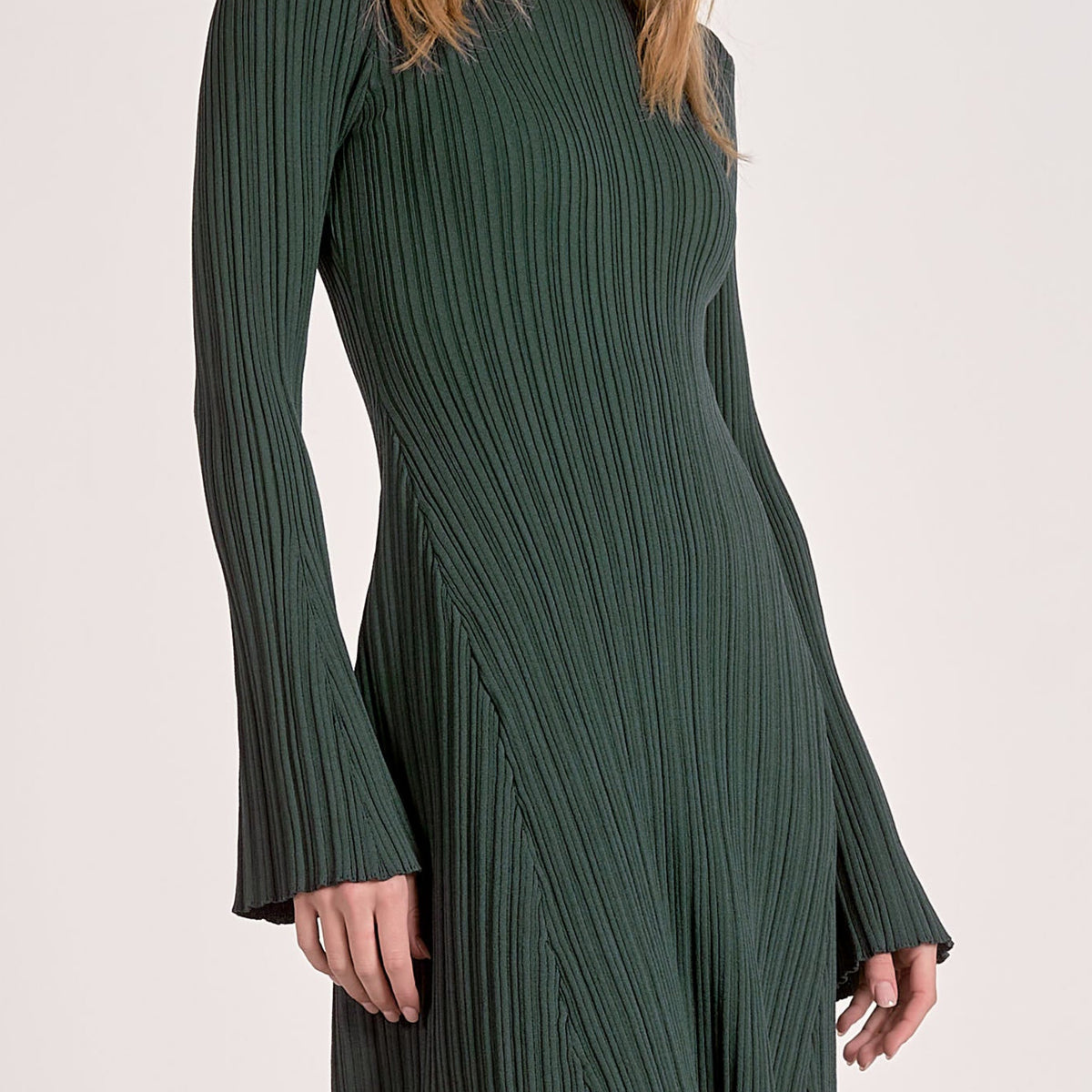 chinese dress ladies Olive Ribbed Knit Long Sleeve Side Slit Maternity Maxi Dress – PinkBlush main image 1