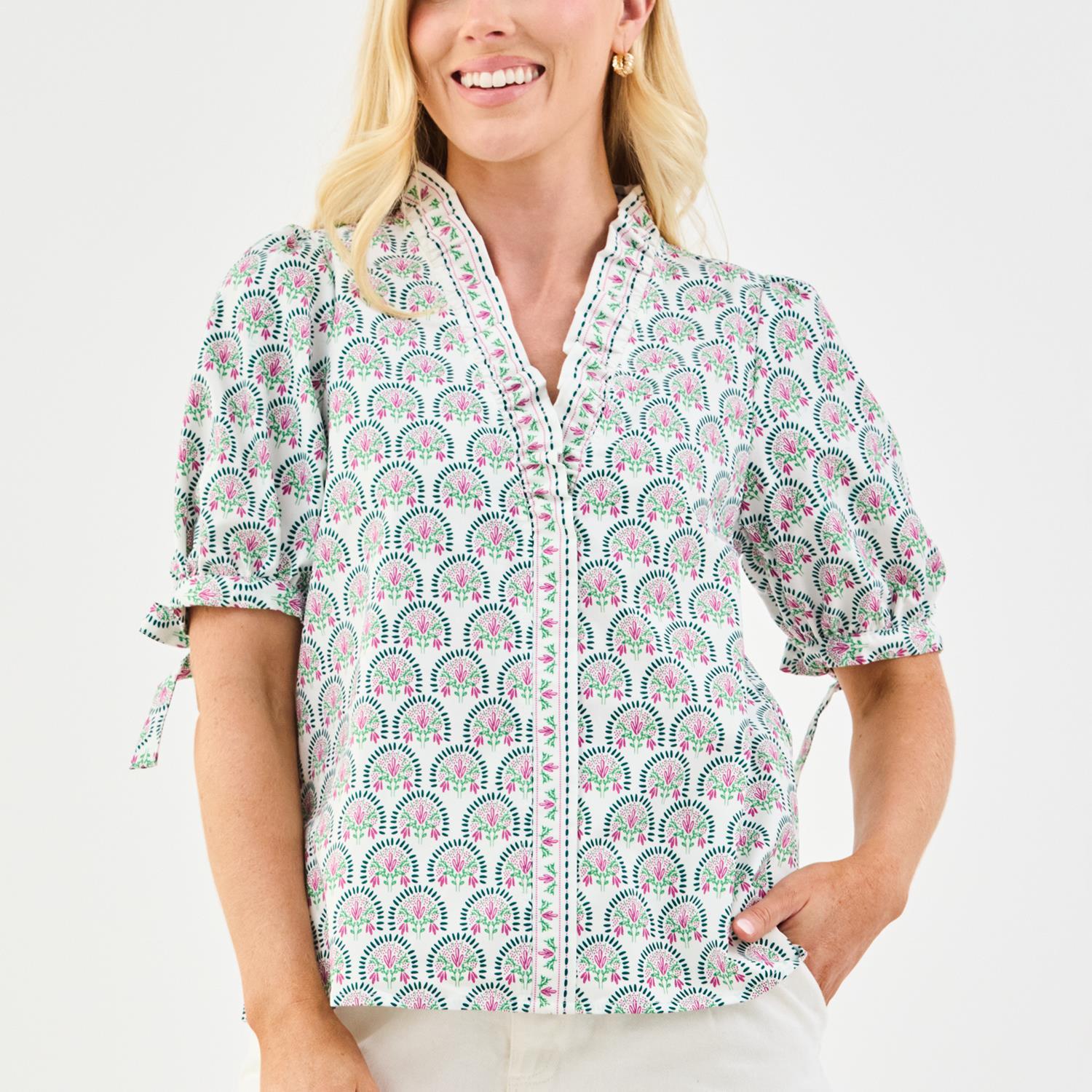 Top Brynn Sunshower Flora White