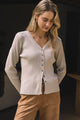 Button Down Long Sleeve Ribbed Top