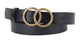 Double Circle Buckle Medium Width Leather Belt
