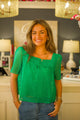 Puff Sleeve Organza Stripe Sheer Blouse Top