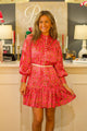 Floral Satin Button Tie (Rope) Dress