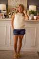 Solid Eyelet Sleeveless Sweater