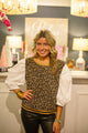 Cheetah Print Vest Top With Puff Sleeves