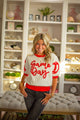 Game Day Knit Sweater White with Red
