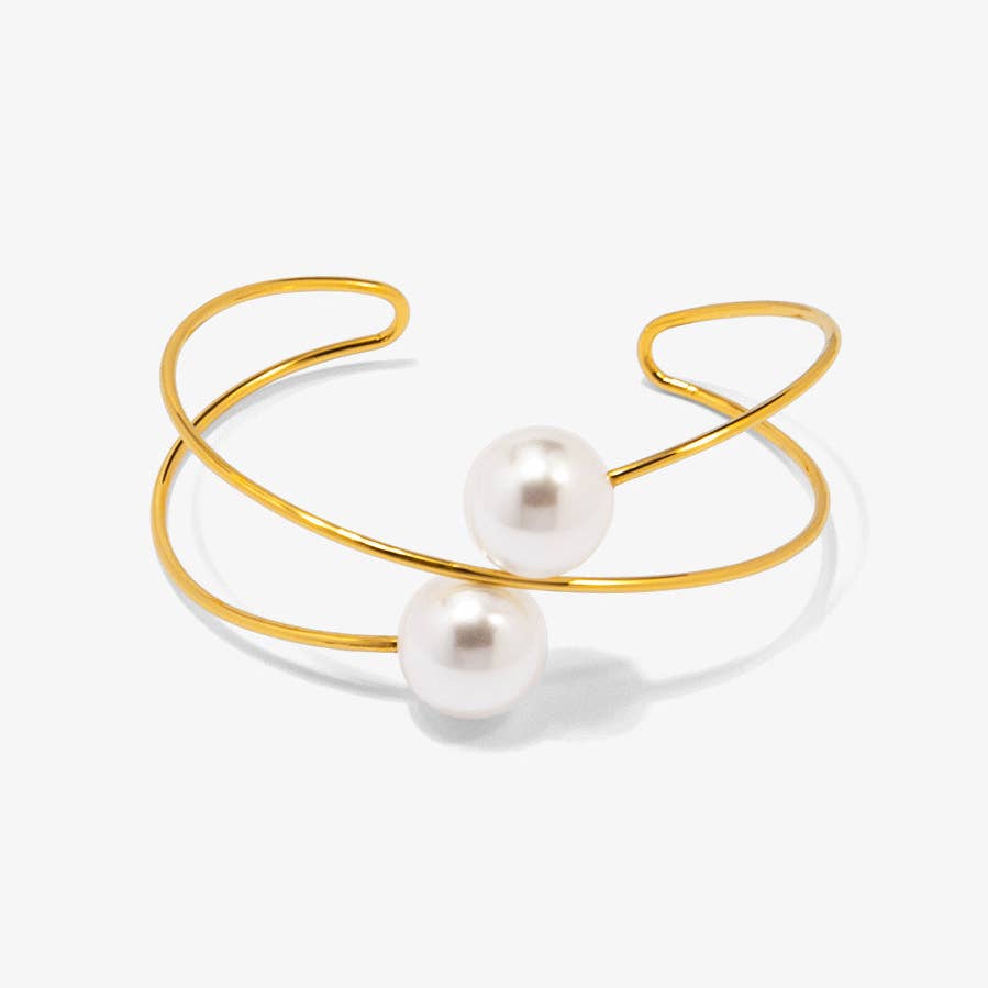 Two Pearls Cuff Bracelet