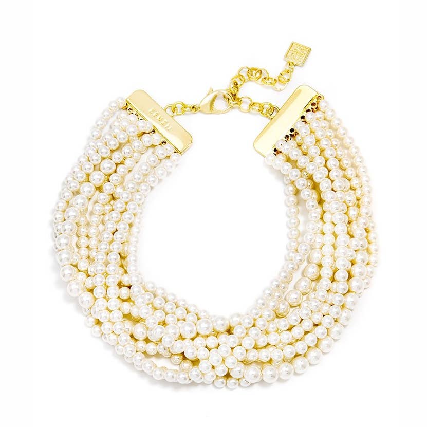 10 Strand Small Pearl Collar Necklace