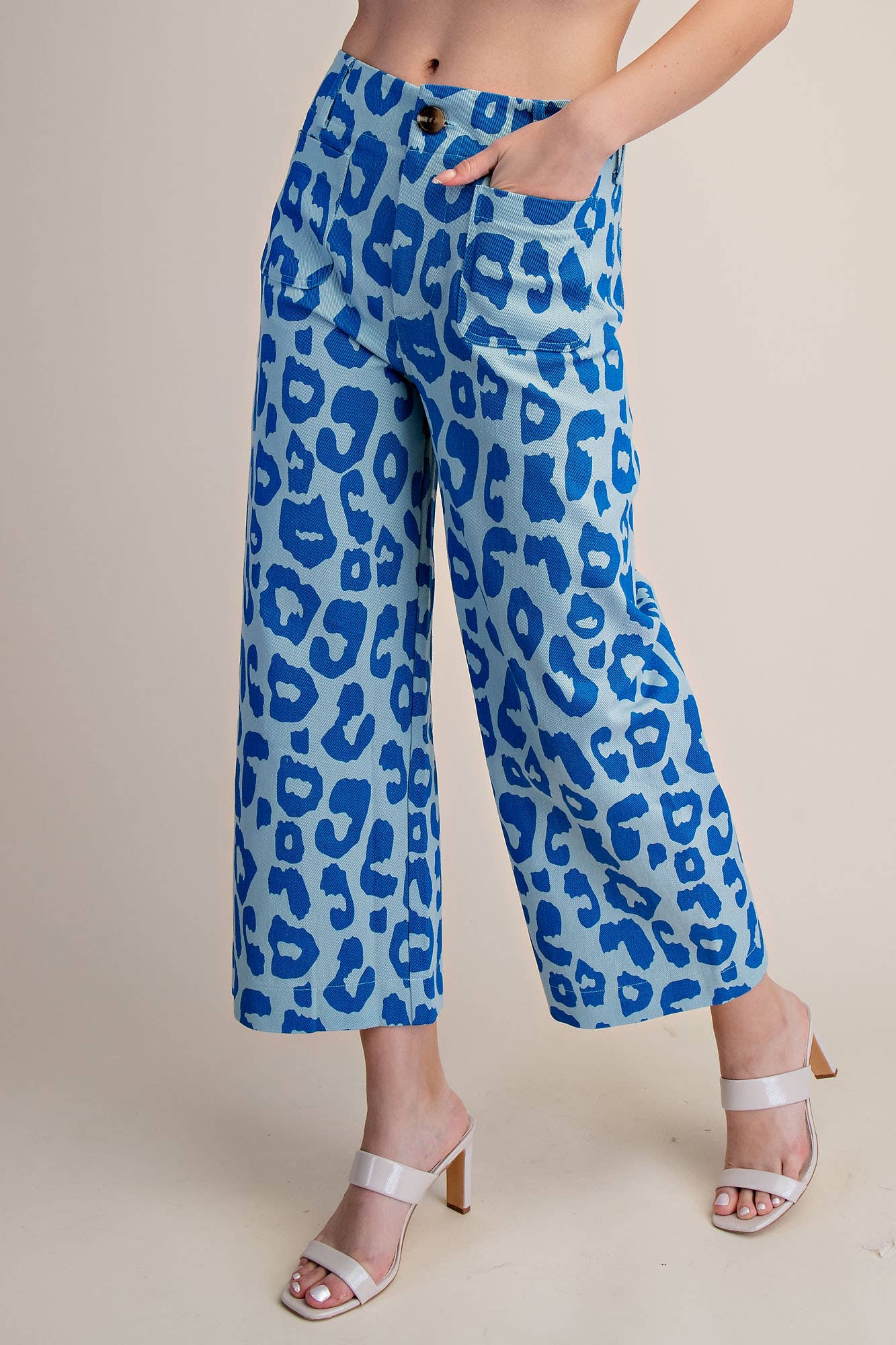 Colette Cropped Wide-Leg Neon Leopard Pants