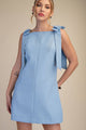Bow Strap Mini Dress Straight Neckline