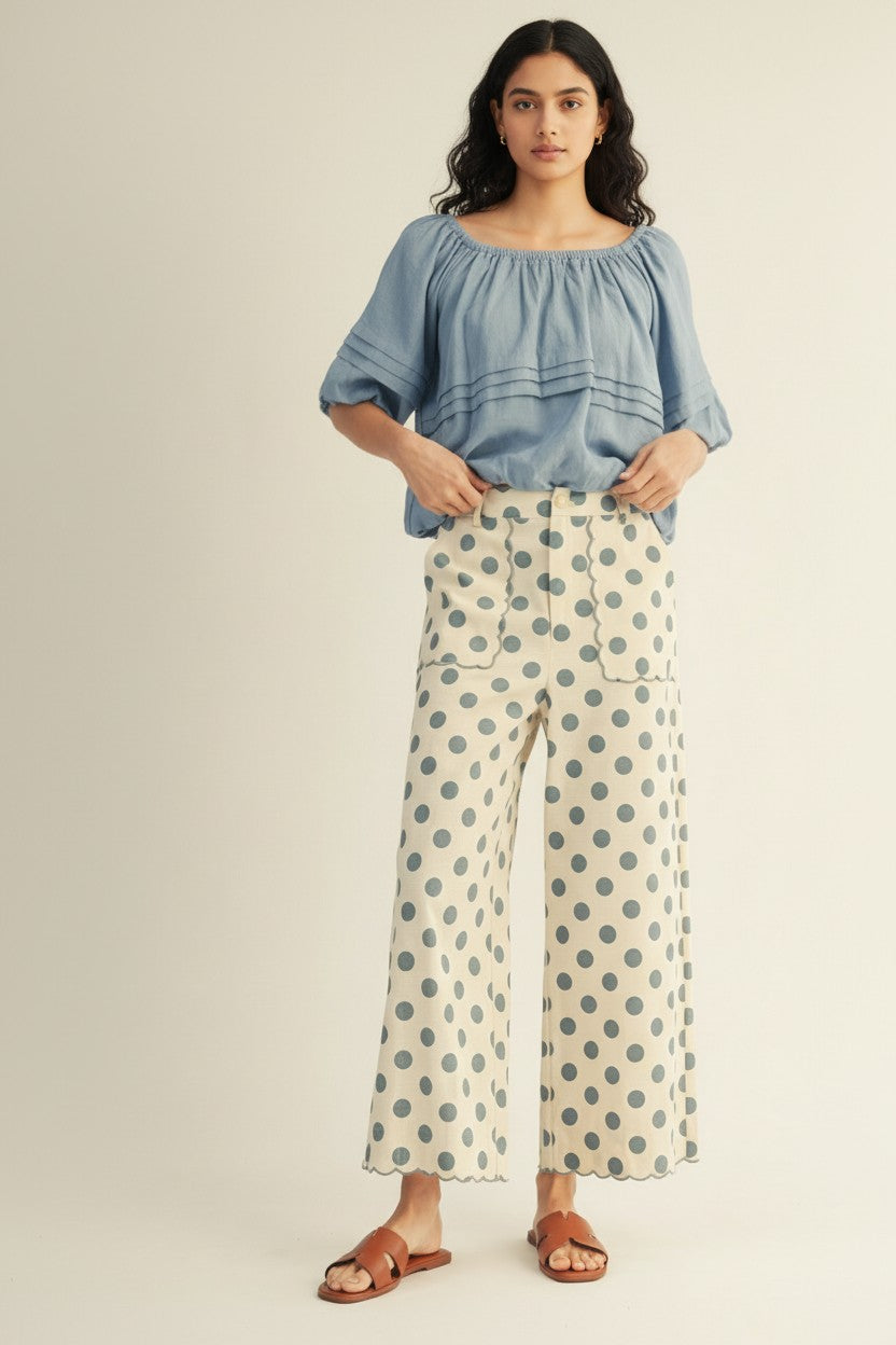 Scallop Edge Polka Dot Pants