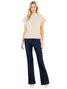 Button Detail Short Sleeve Suede Top_THML_THS1819