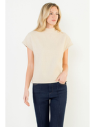 Button Detail Short Sleeve Suede Top_THML_THS1819