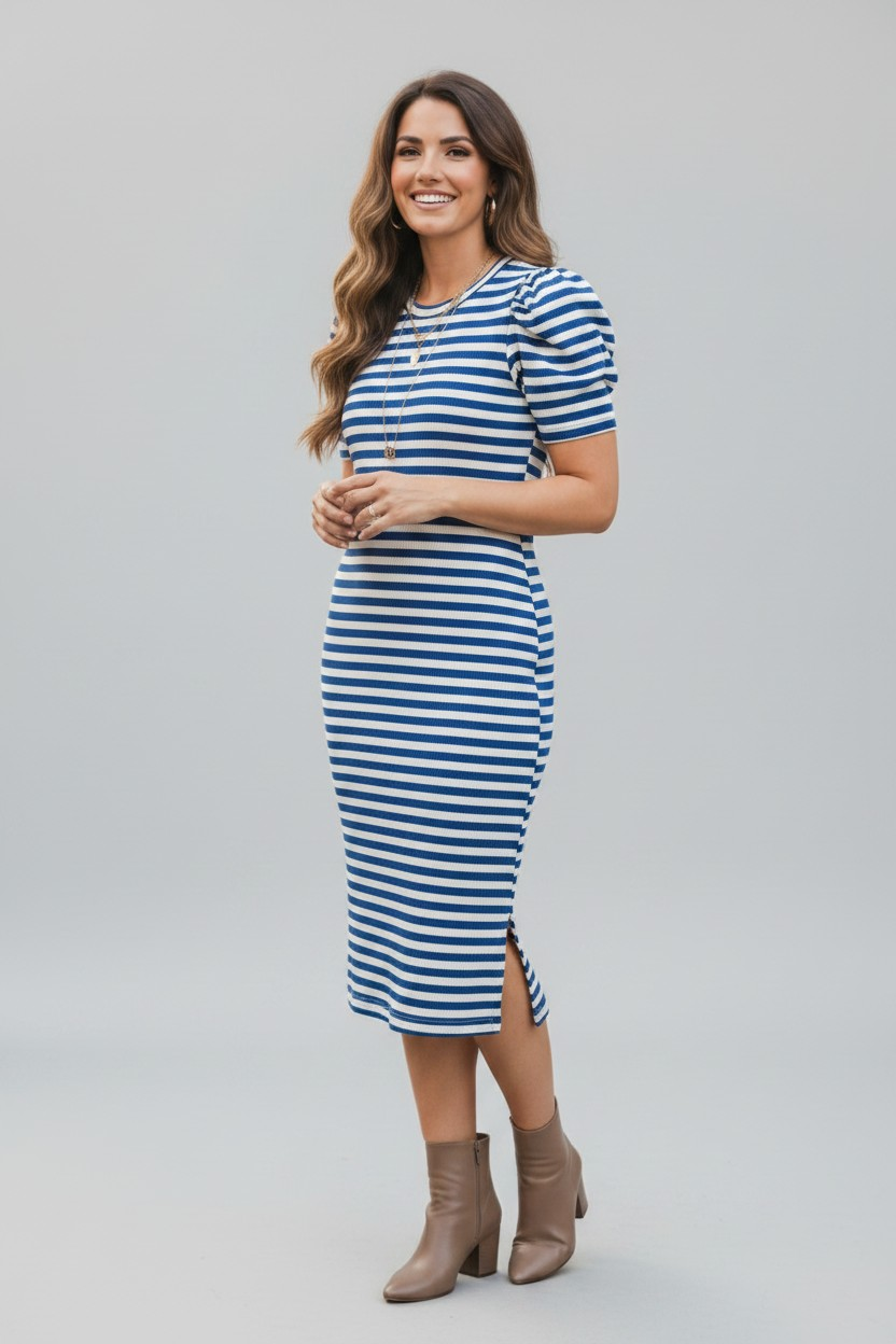 Comfortable_Puff_Short_Sleeve_Midi_Dress_Glam_GD9156_BLUE_S_4