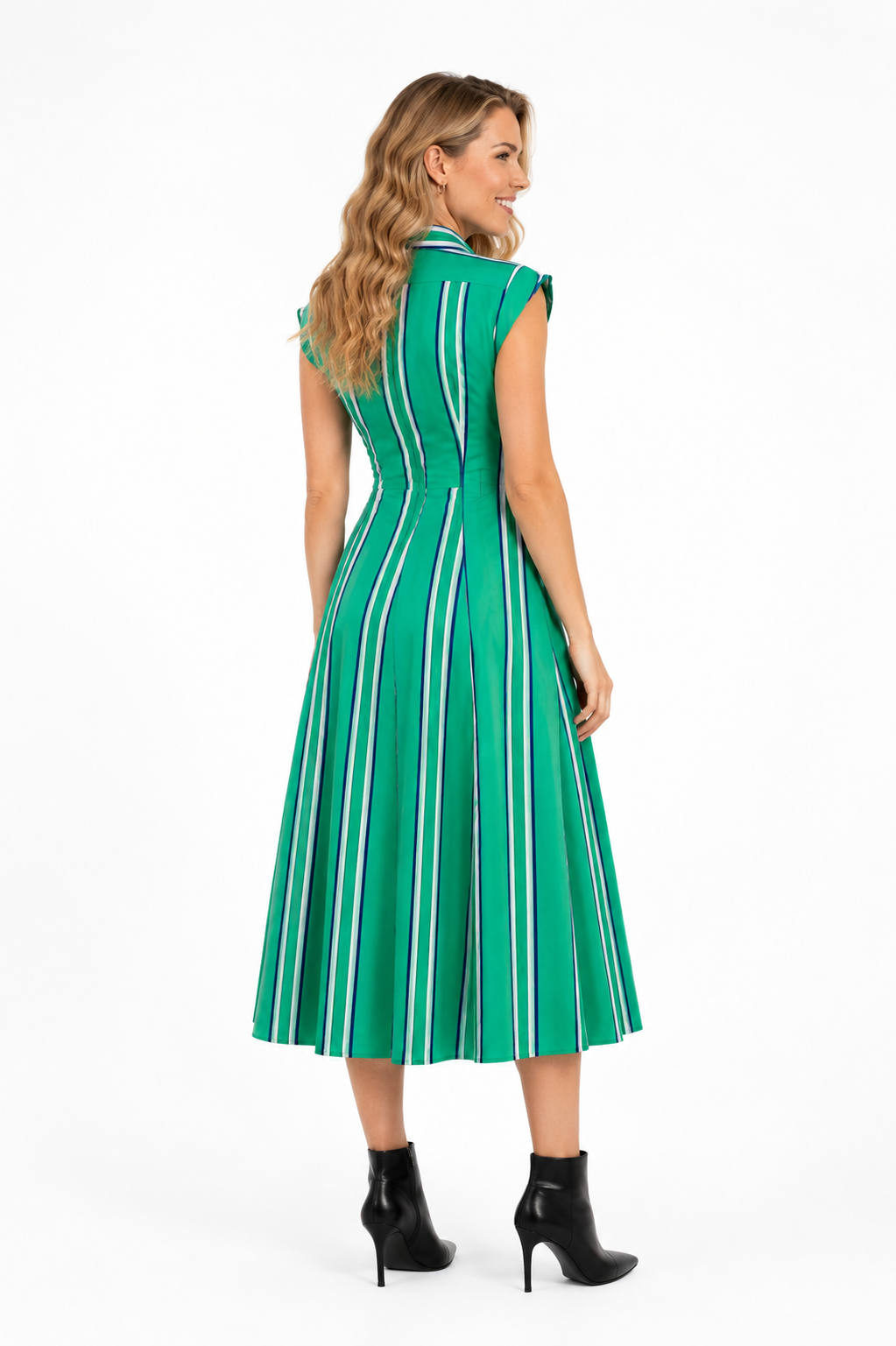 Fitted_Bodice_Striped_Button_Down_Midi_Dress_TCEC_CD06694_Green_S_2