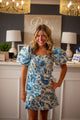 Floral Print Smocked Bodice Puff Sleeves Crop Top and Skirt Set