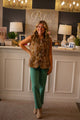 Botanical Print Sleeveless Peplum Vest with Front Tie Bows
