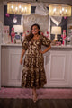 Metallic Roses Midi Dress
