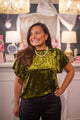 Solid Velvet Flounce Top