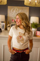 Short Sleeve Crew Neck Teddy Bear Sweater Top