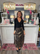 Animal Print Sequin Midi Skirt