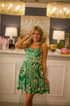 Runa Leaf Print Plisse Mini Dress