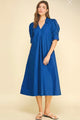 V-Neck Pleated A-Line Dress