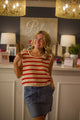 Knit Cotton Polyester Striped Sleeveless Top