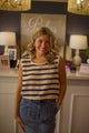 Knit Cotton Polyester Striped Sleeveless Top
