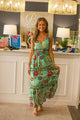 Mint Floral Print Long Dress by THML
