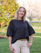 Bubble Sleeve Rayon Top (Two Colors Available)