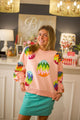 Queen of Sparkles Salmon Groovy Easter Egg Sweatshirt