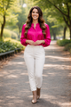 Karlie Solid Satin Pleat Button Up Top
