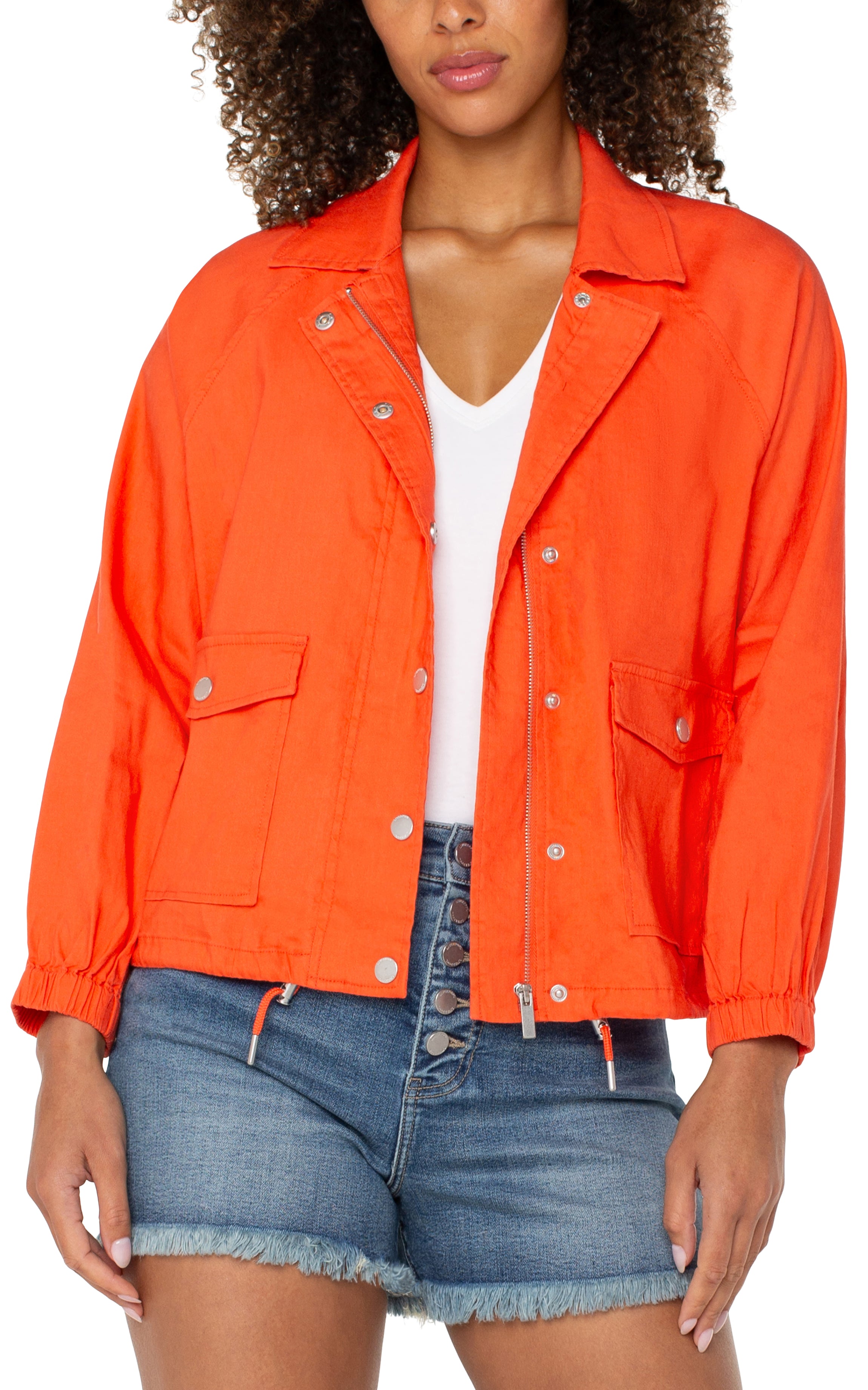 Raglan Sleeve Jacket With Cinch Hem