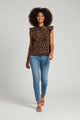 Leopard Ruffle Button Top