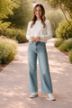 Lisa Mid Rise Wide Leg Denim Jeans