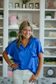 V-Neck Chest Pocket Detail Satin Blouse Top