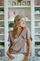 V-Neck Chest Pocket Detail Satin Blouse Top