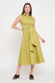 Olive Stripe Poplin Tie Shirt Dress