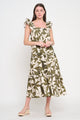Emerald Canopy Ruffle Midi Dress
