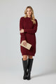 Pocket Detail Long Sleeve Rib Knitted Dress