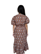 Puff Sleeve Floral Detailed Midi Dress_THML_SRT1981