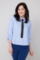 Pleated Back Shirt with Detachable Tie Detail