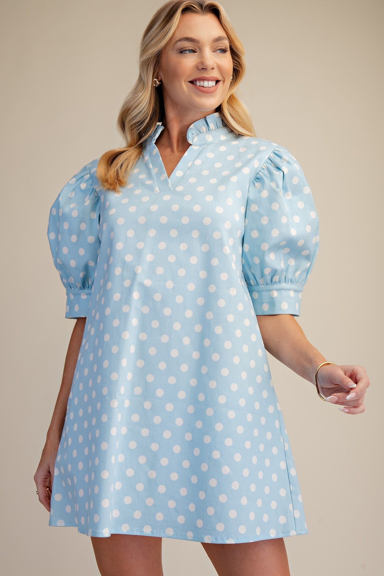 Ruffle Polka Dot Mini Dress_Glam_GD9784
