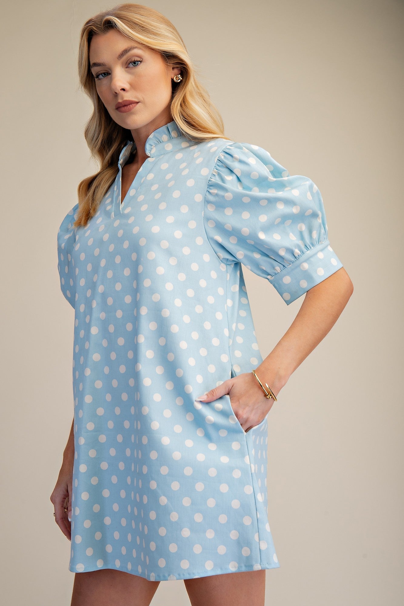 Ruffle Polka Dot Mini Dress_Glam_GD9784